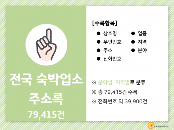 한국콘텐츠미디어,2022 전국 숙박업소 주소록 CD