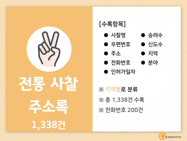 한국콘텐츠미디어,2022 전국 사찰·불교 주소록 CD